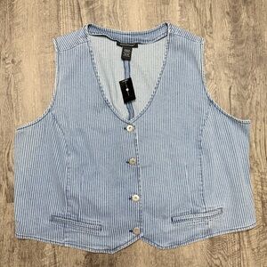 Ashley Stewart Blue and White Striped Vest